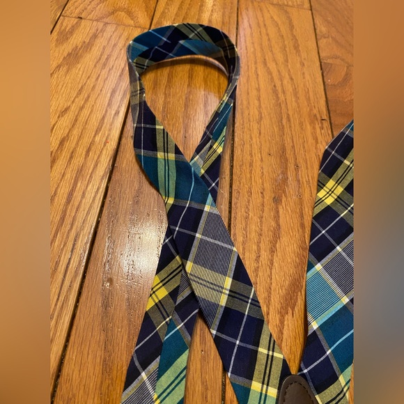 New NWT Club Room Yellow Blue Plaid Men's Suspenders One Size OSFA - Picture 2 of 3